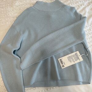 Lululemon light blue merino wool-blend rib turtleneck sweater